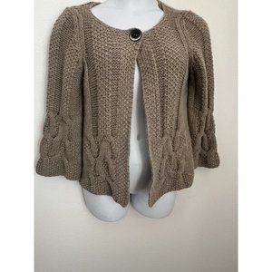 Silvia Novelli Large L Alpaca Wool Chunky Knit Cardigan Sweater Italy Brown EUC